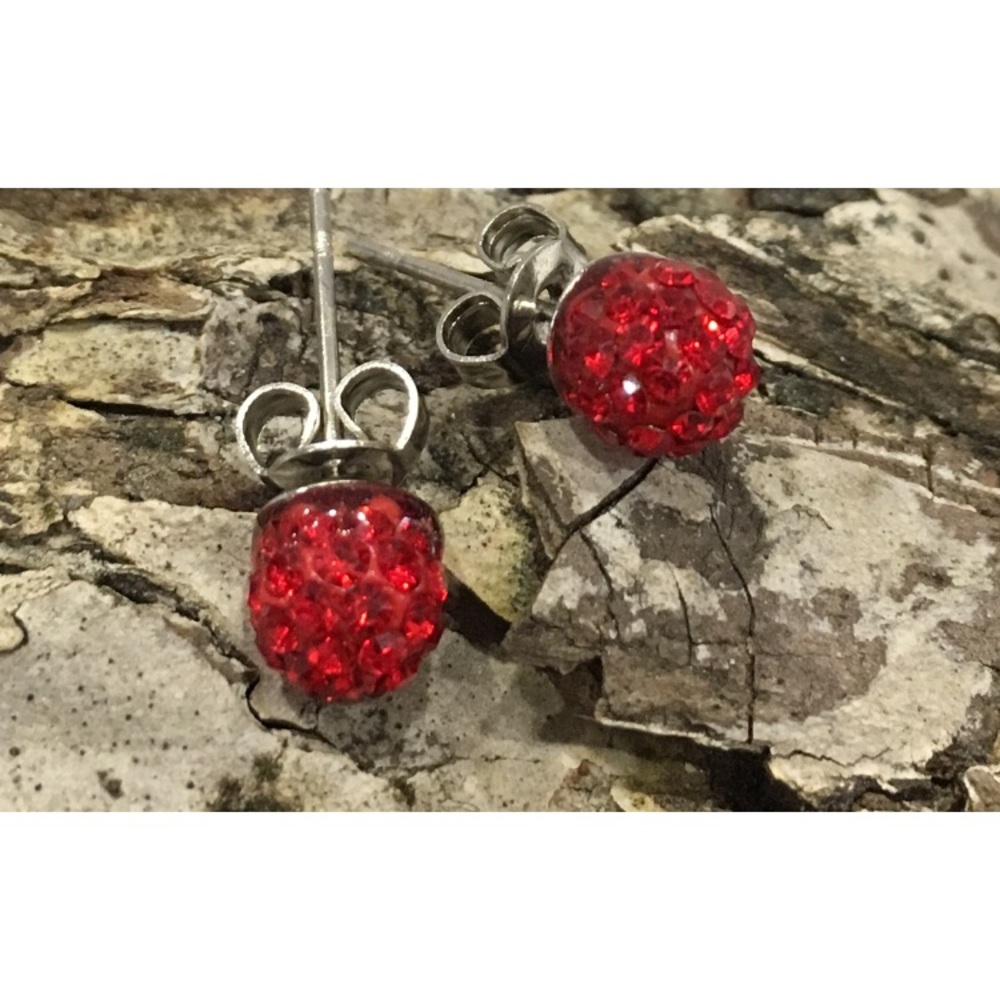 Kids Red Crystal Clay Earrings